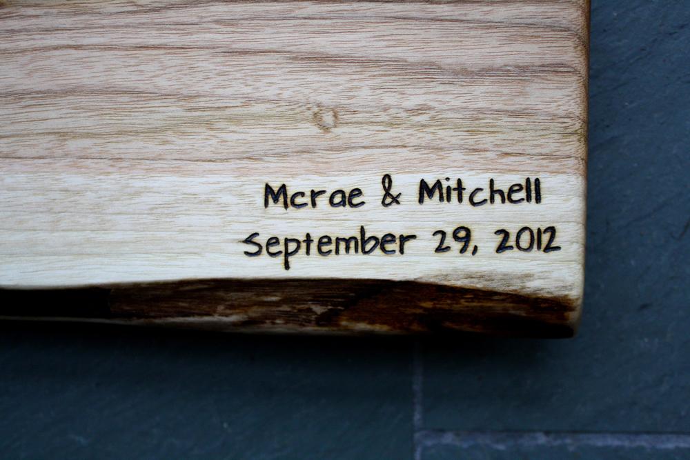 Names and date engraving on Butternut