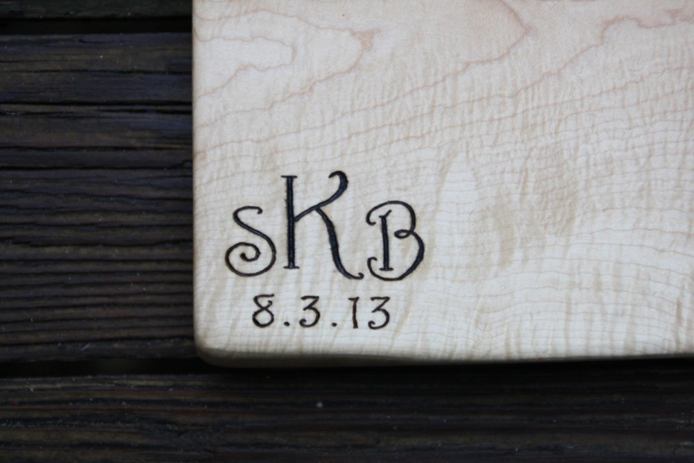 Script Monogram on maple