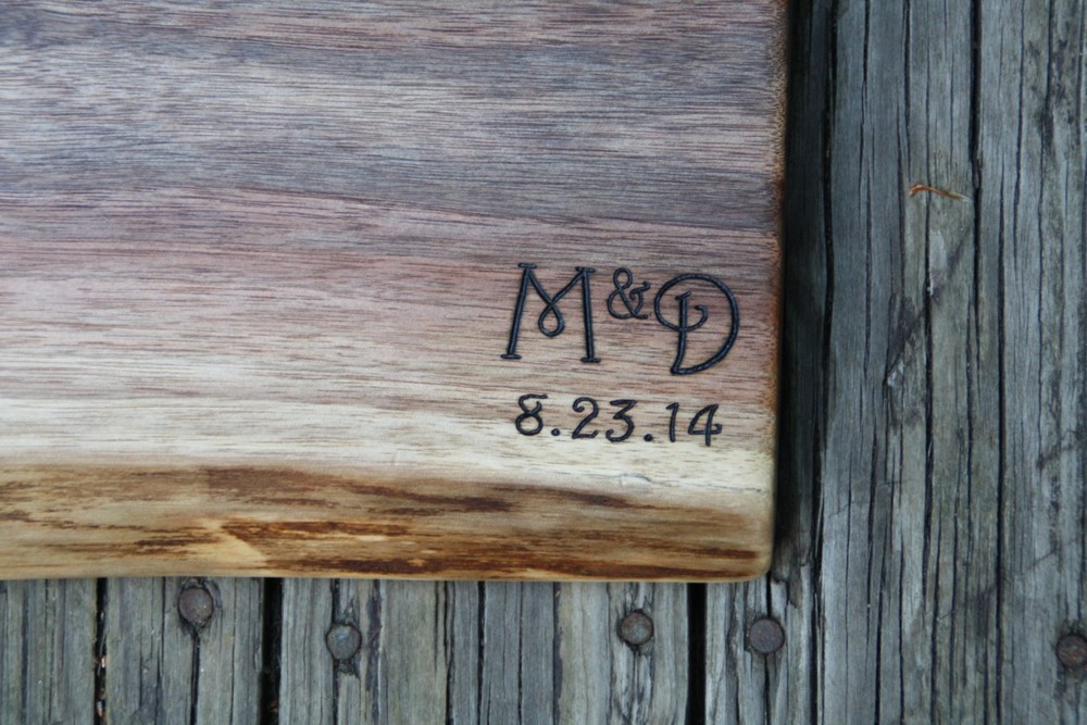 Initials and date on Black Walnut