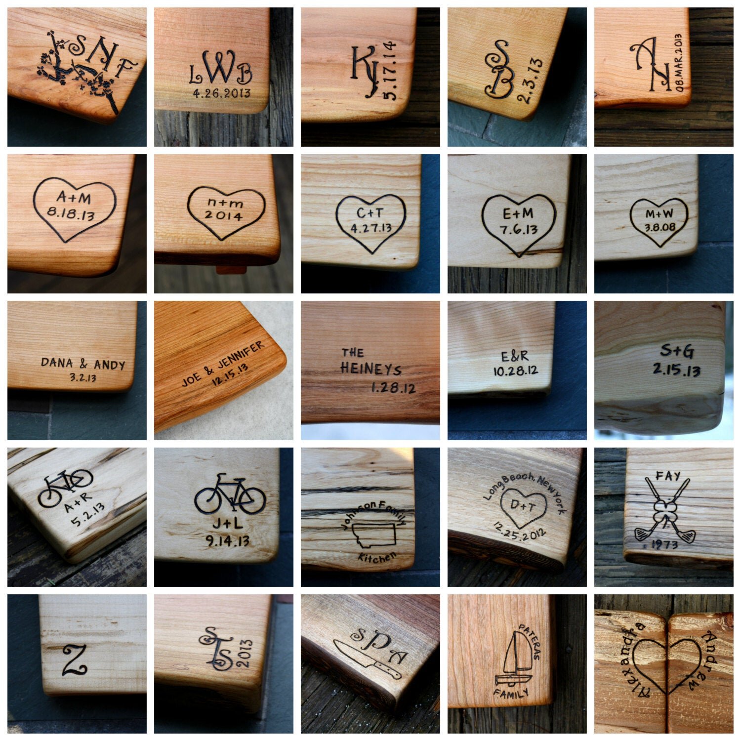Personalized Wooden Cutting Board Laser Engraved Wood Anniversary