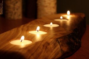 Tea Light Candle Holders with Wood Bottom
