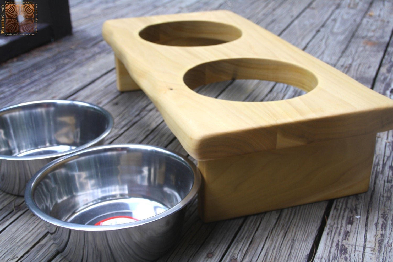 Interactive Dog Feeder - Thick Poplar Wood Elevated Slow Feeder
