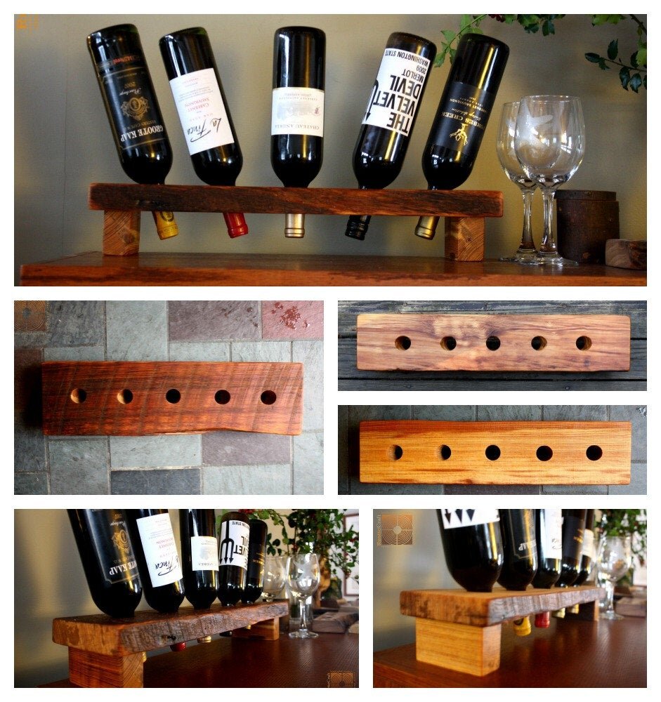 Personalized Wine Rack- Rustic Wood Wine Display - 5 Bottle - Unique  Wedding Gift - 5th Anniversary Gift- Holiday Wine Accessories — Rusticcraft  Designs