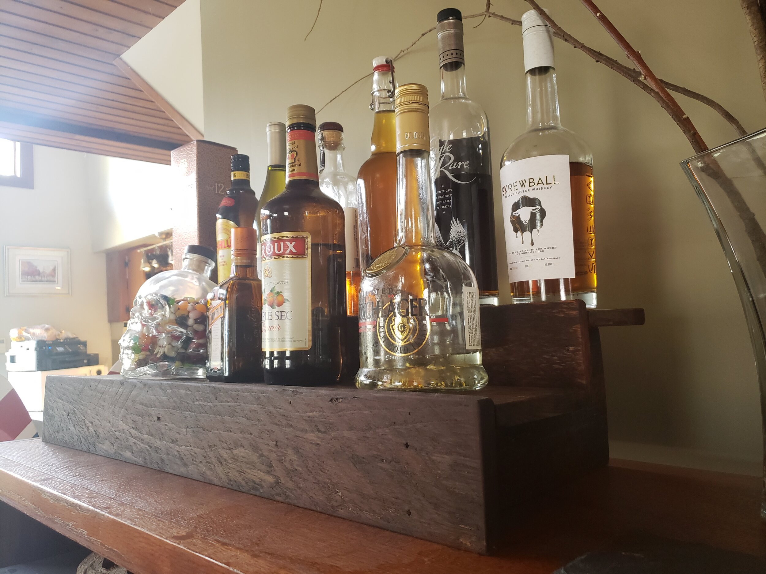 DEEP Wood shelf- Liquor Bottle Shelf- Wine Bottle Shelf- Made to order- Rustic Wood- Single Shelf, Double Shelf & Triple Shelf Options 