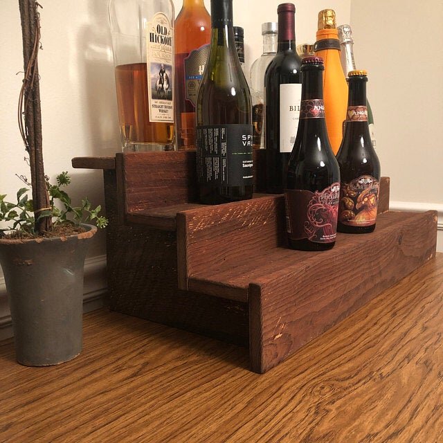 Wood Shelf Liquor Bottle Wine Made To Order Rustic Single Double Triple Options Rusticcraft Designs - Diy Liquor Display Shelves Plans