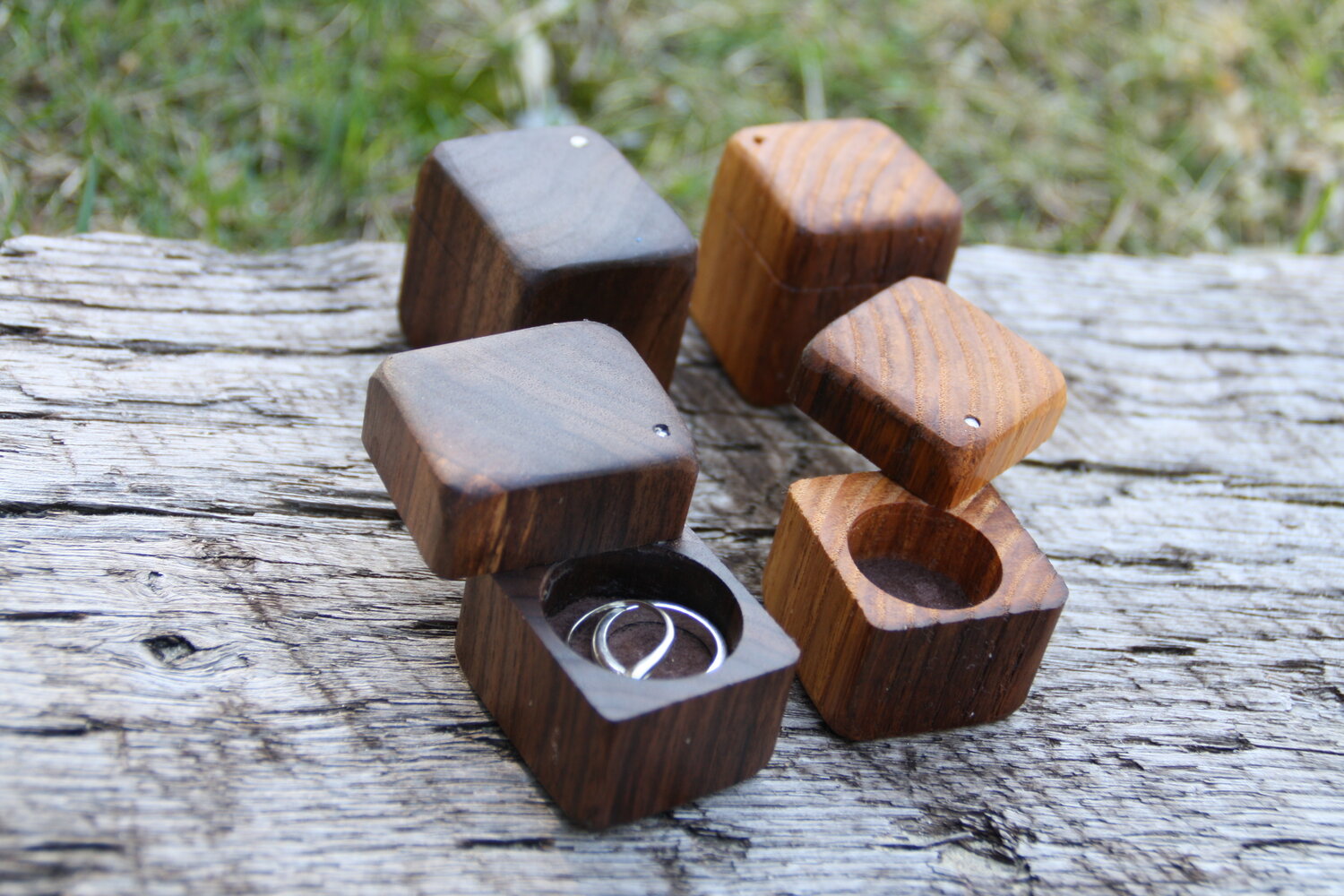 Wedding Ring Box- Engagement Ring Box- Rustic Wood - Mini Ring Bearer Box-  Rustic Wedding - Best Man Ring box — Rusticcraft Designs