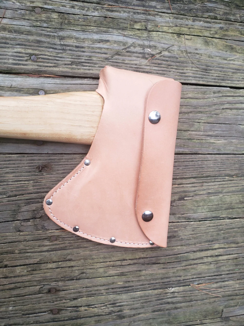 WICING Splitting Axe - 23.6 Inch Double Bit, 1055 High-Carbon Steel, Beech Handle With Leather Sheath