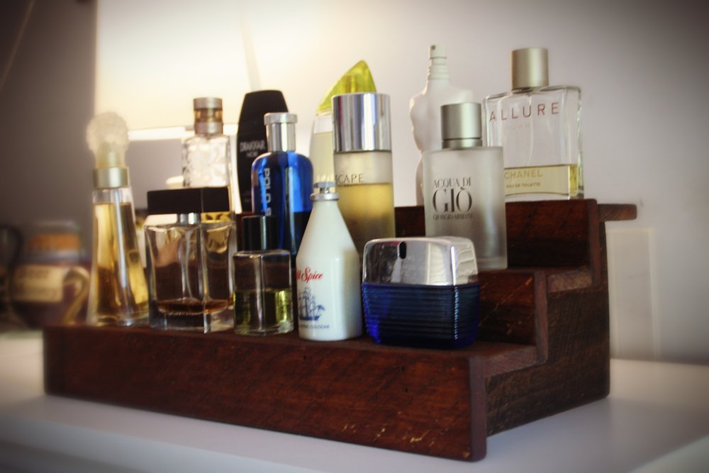 Wood shelf- Cologne Bottle Shelf- Perfume Bottle Organizer- Rustic Wood- Single, Double & Triple Shelf to Organize Cologne Bottles