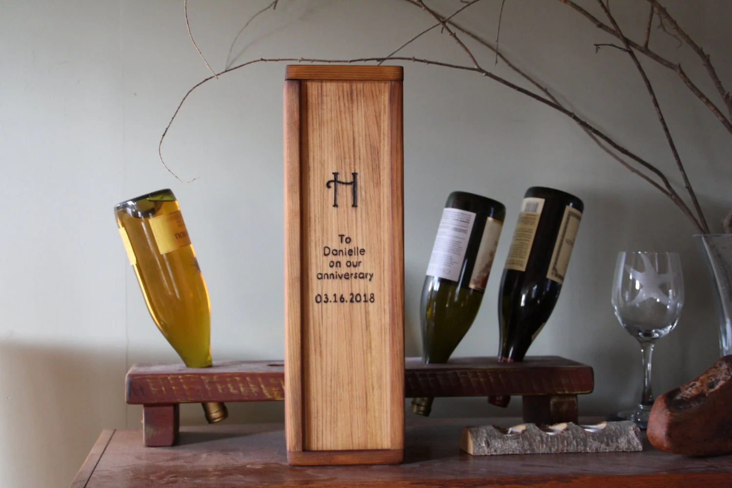 Personalized Wine Box - Whiskey Box- Unique Wedding Gift - 5th