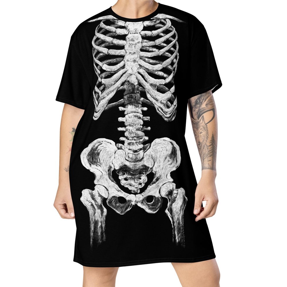 skeleton t shirt dress Our Lady of the Lost Skeleton T-Shirt Dress By Glow Bat Alt Fashion