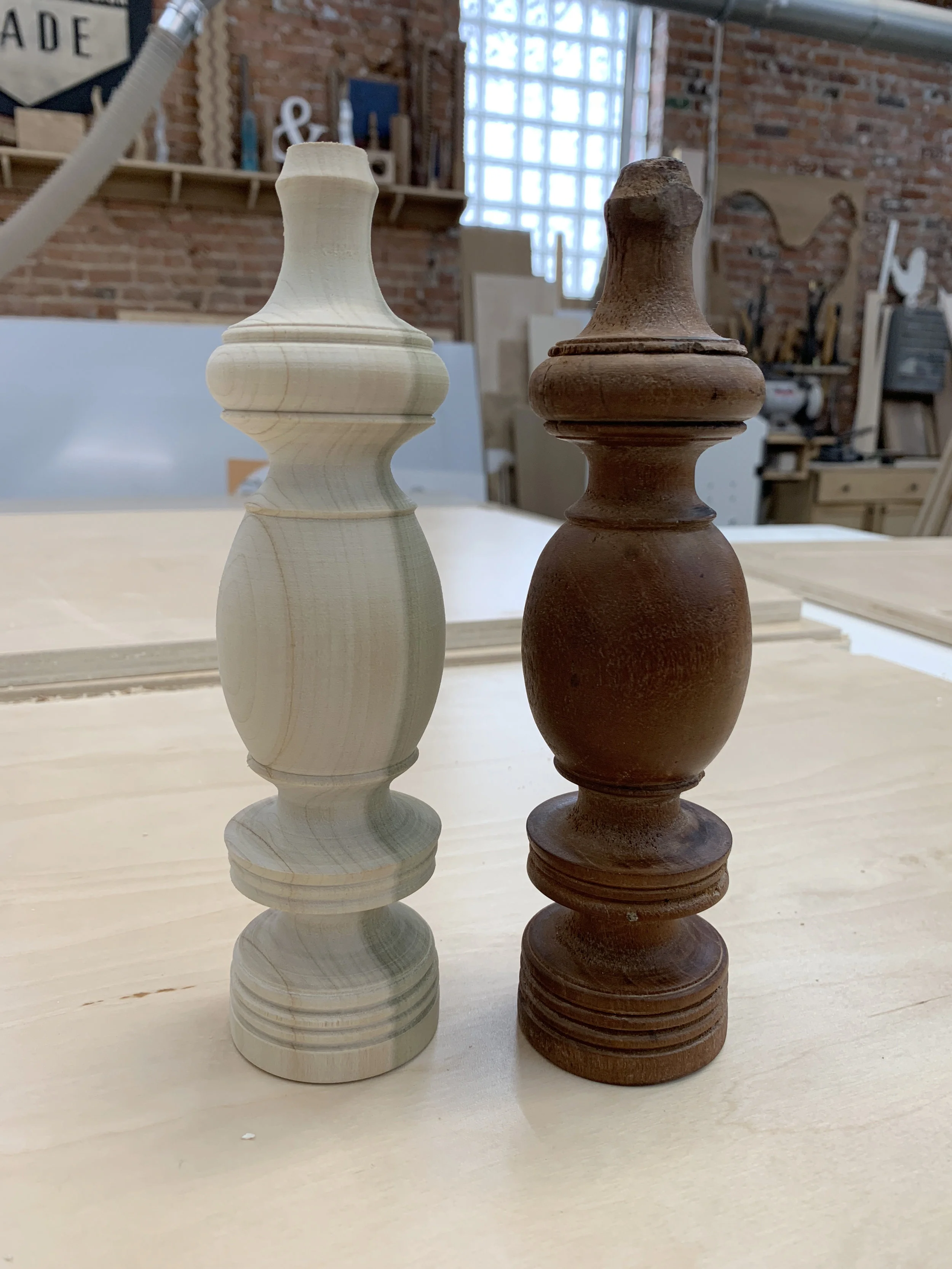 Hand-turned leg for a furniture restoration project.