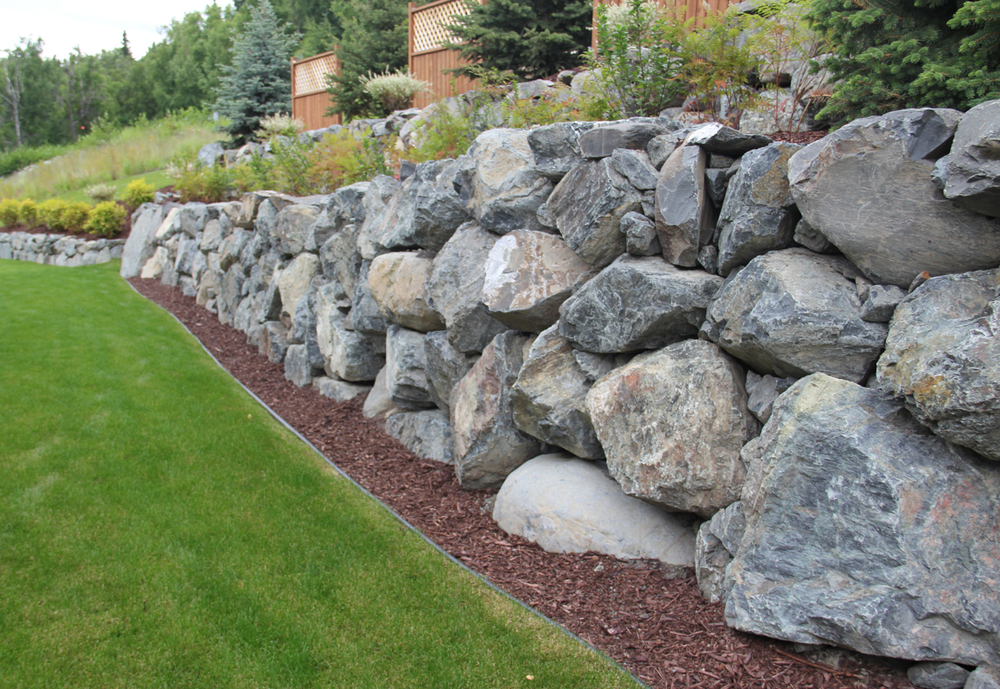Retaining Walls Landscape Design Construction Anchorage Ak Green Acres Landscaping - Rock Retaining Wall Design