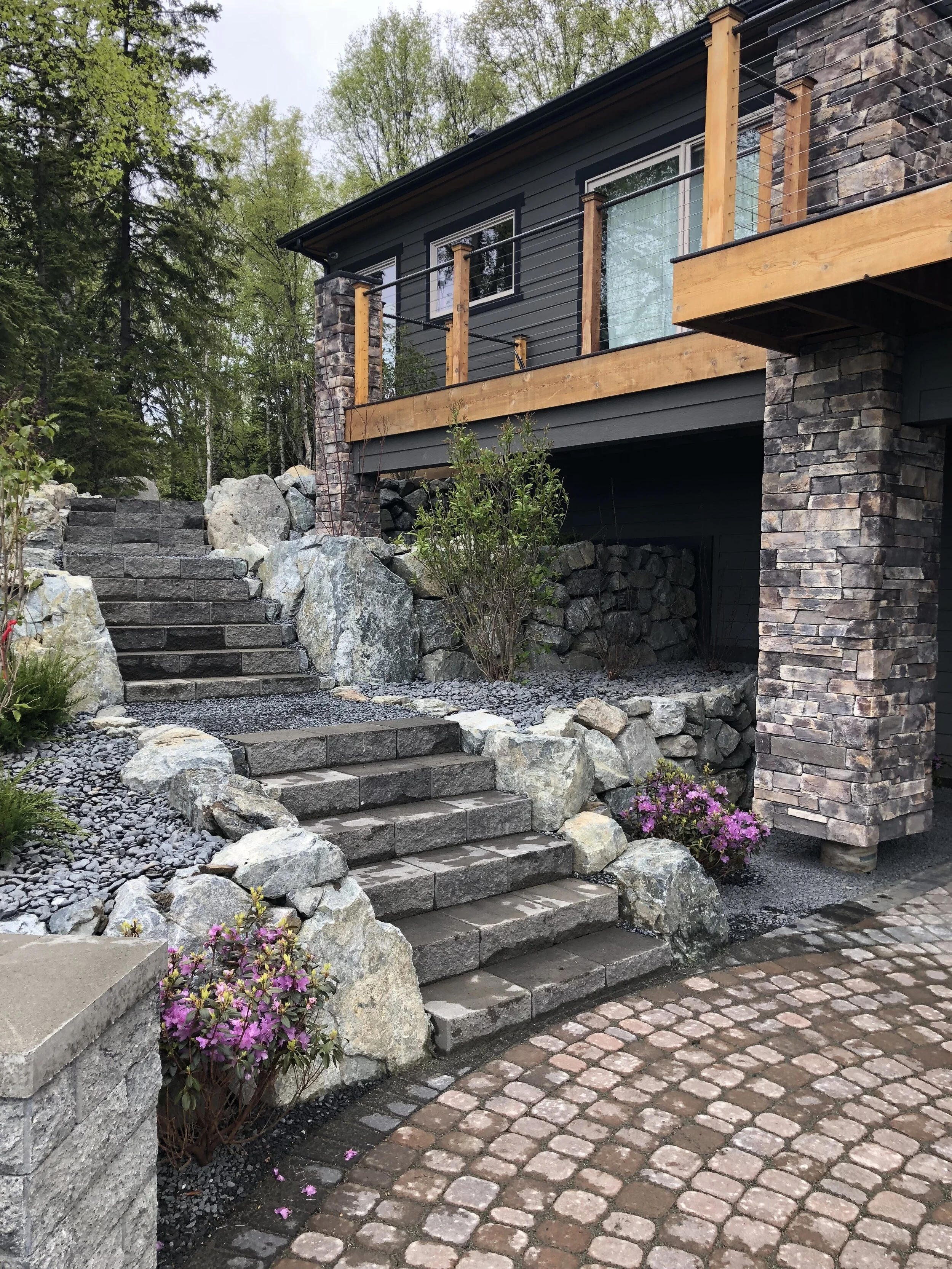 feature walls for patios on Retaining Walls Landscape Design Construction Anchorage Ak Green Acres Landscaping