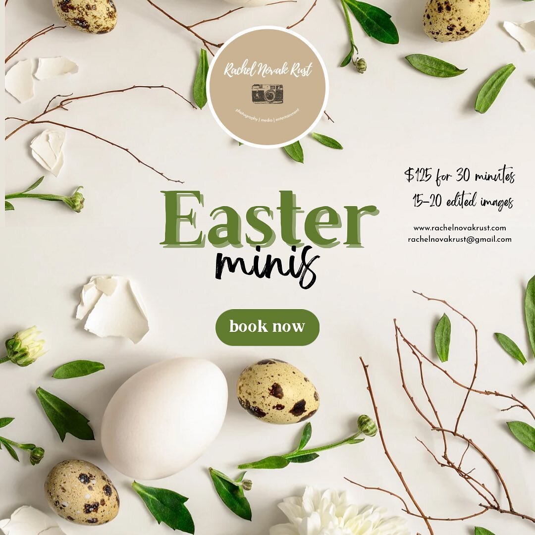 for anyone interested! easter minis now through easter sunday (4/17)! 🐰🥚🌼 $125 for 30 minutes! includes approximately 15-20 edited images on an online gallery with unlimited downloads! email me at rachelnovakrust@gmail.com for more info! 🤍
.
.
#n