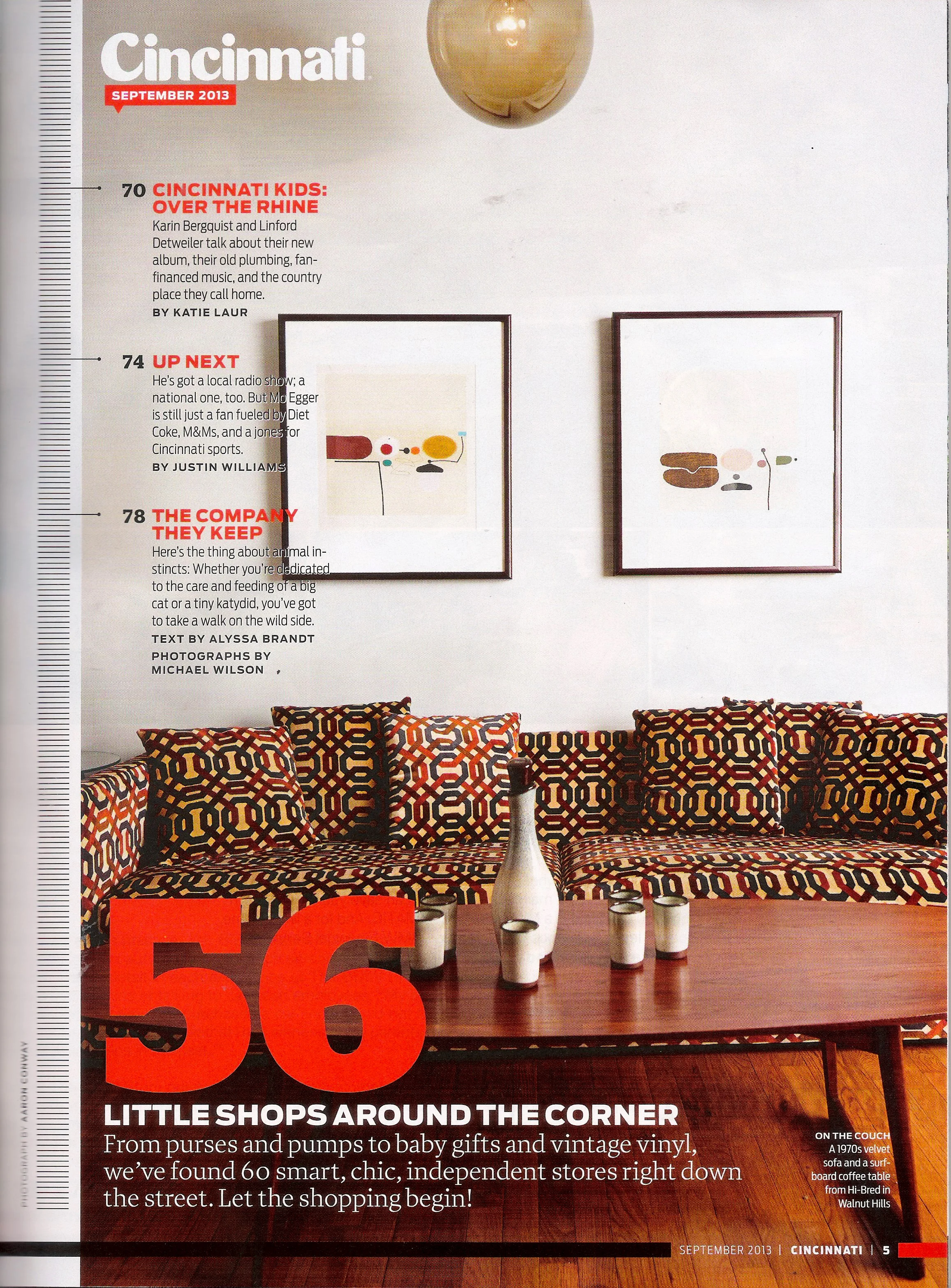 2013 September edition Cincinnati Magazine Best little shops