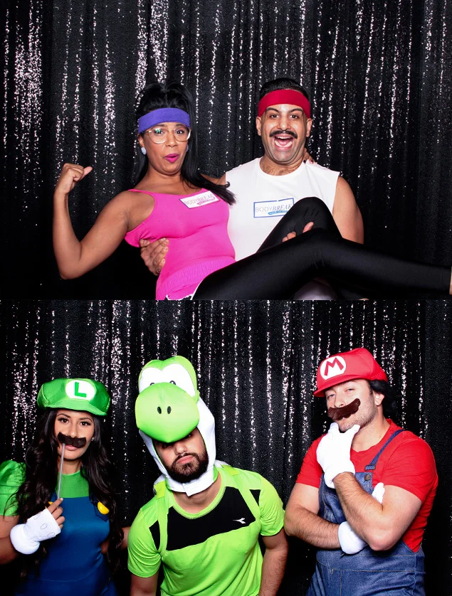 The black sequin photo booth backdrop certainly looked sharp at this Halloween party! 