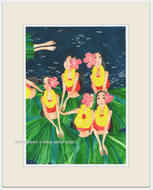 Kris Goto　ハワイ　サイン入り Kris Goto Pen Art Illustrations Hawaii Local Artist