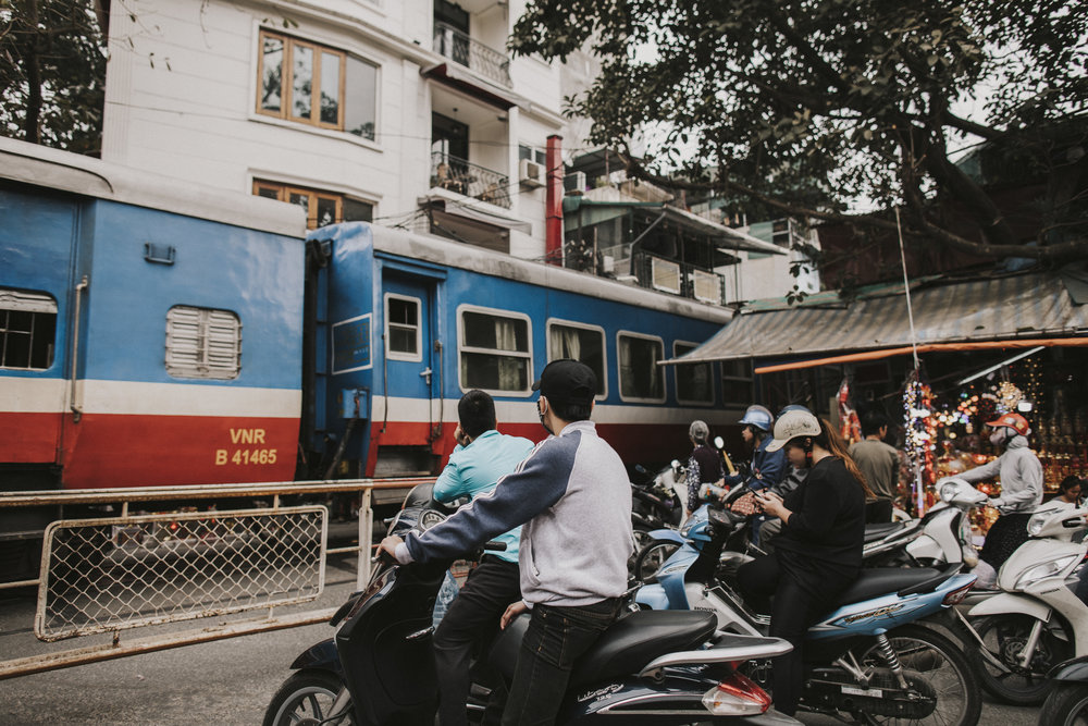 Locals watching the train