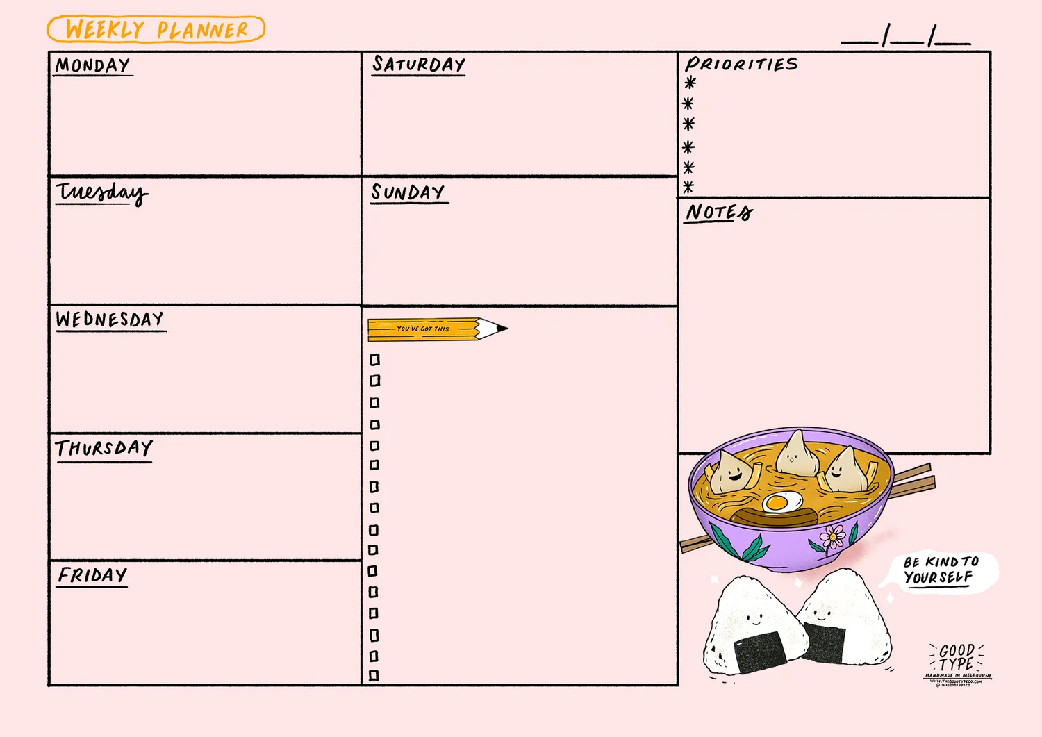 you ve got this free printable weekly planner the good type collective