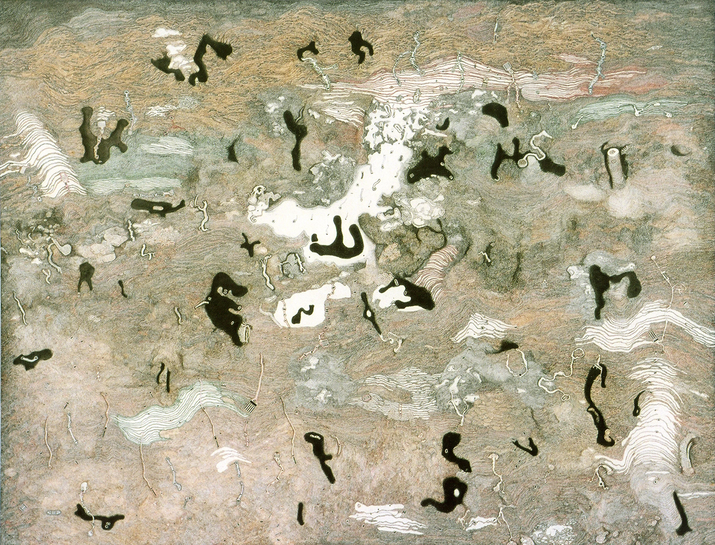 Texture 2000, encre et tranfer sur papier, 200 x 160 cm, 2000