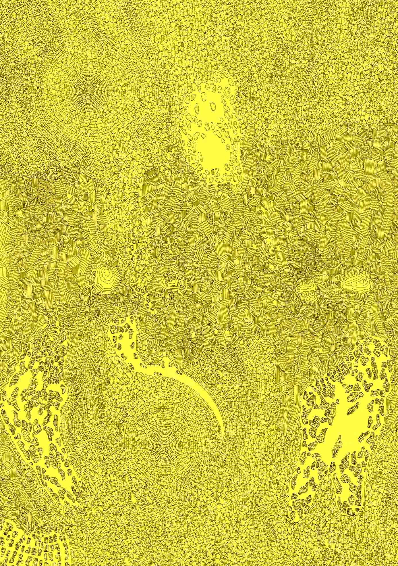 Sans titre, encre noire sur papier jaune, 21x29,7cm, 2017