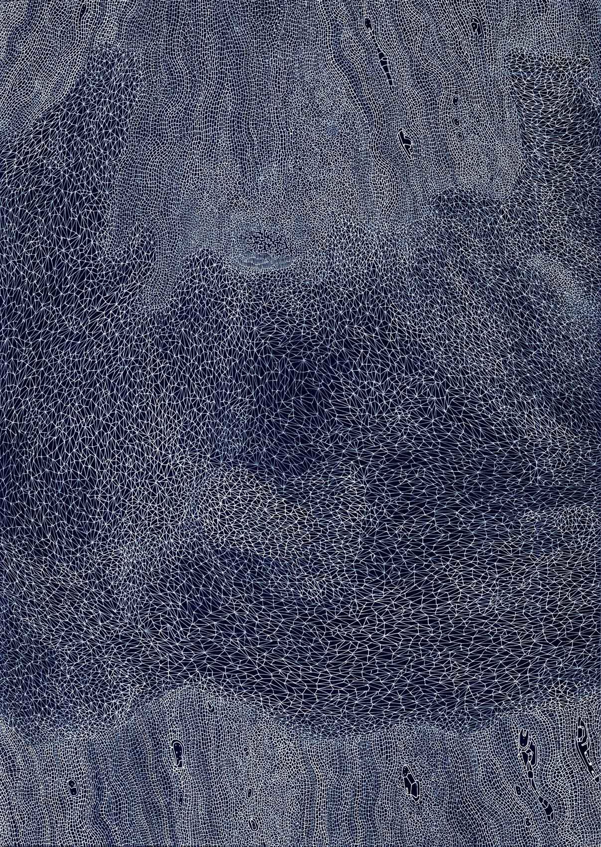 Silwiin, encre blanche sur papier bleu foncé, 21 x 29,7 cm, 2016