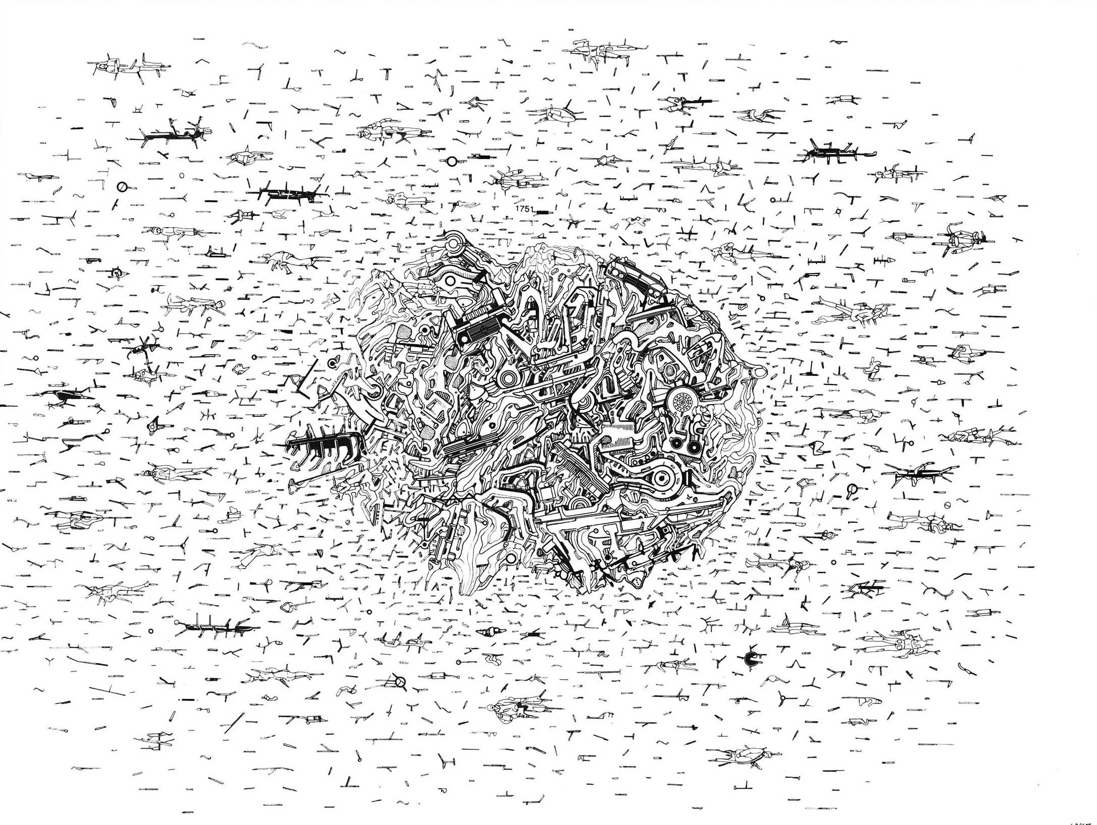 Blumtsch, encre et letraset sur papier, 20 x 32 cm, 2010