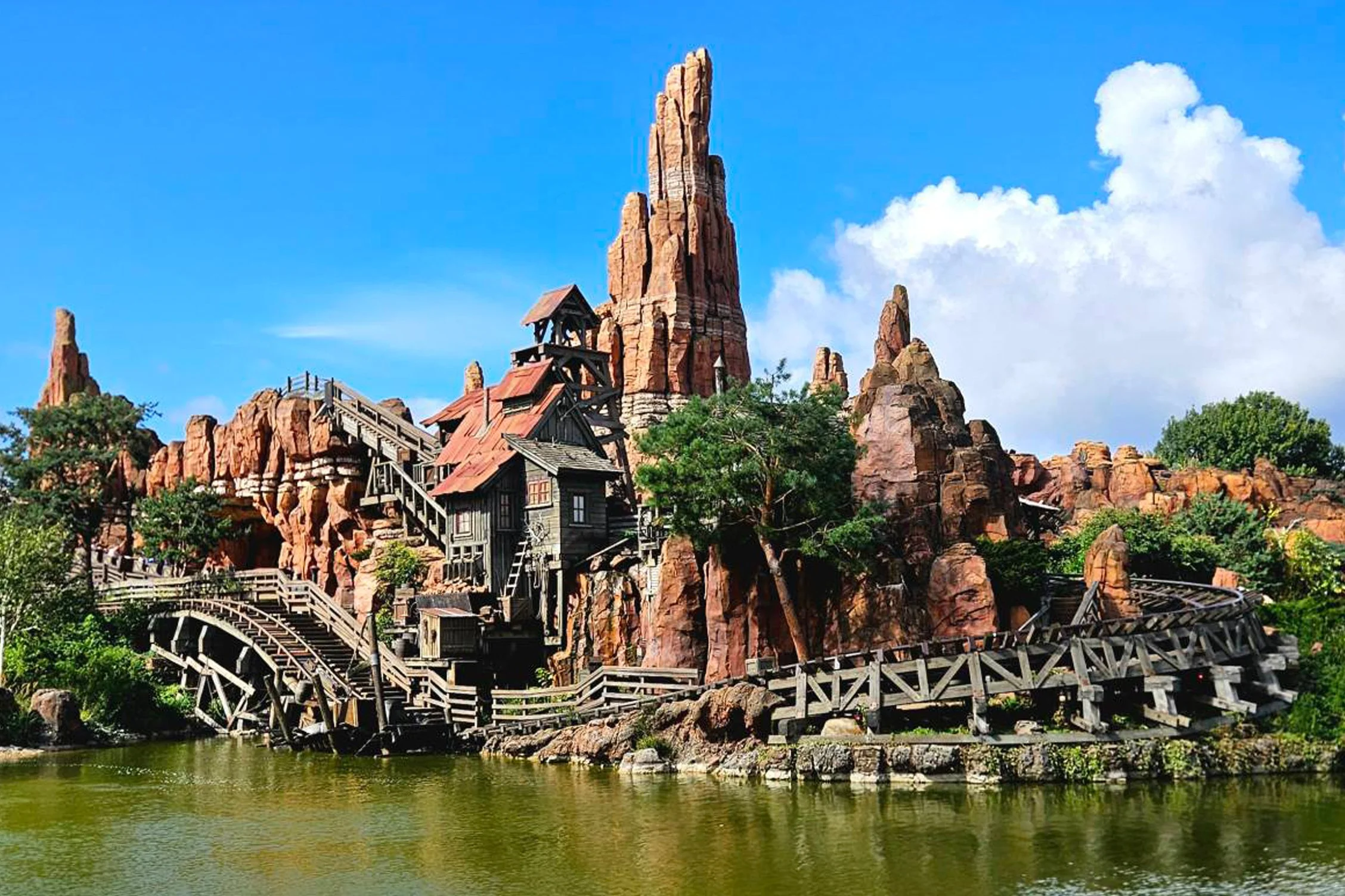 Big Thunder Mountain in Disneyworld USA in Florida. It is a wooden rollercoaster built into a constructed mountain.