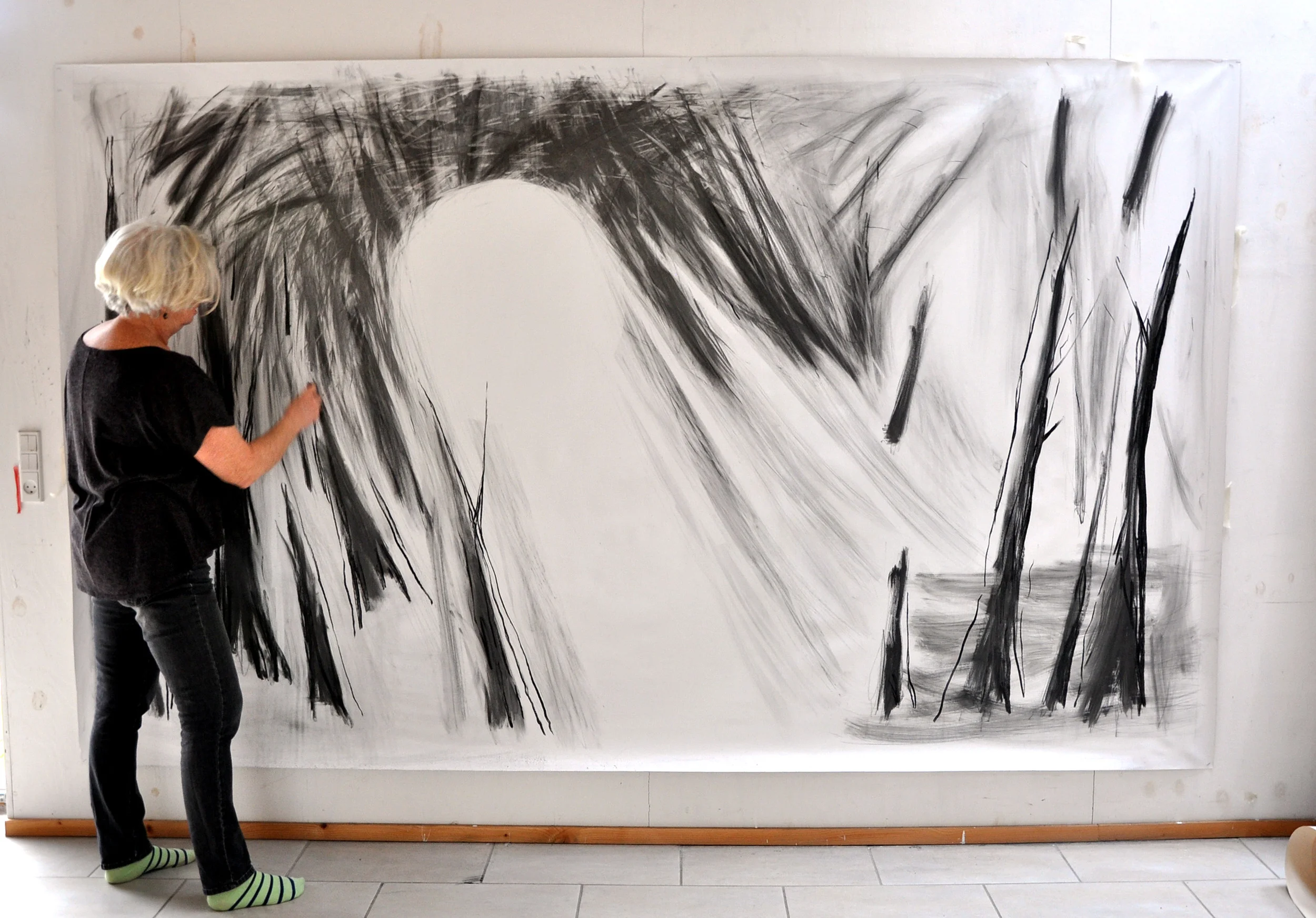 Blyant på lærred 180 x 300