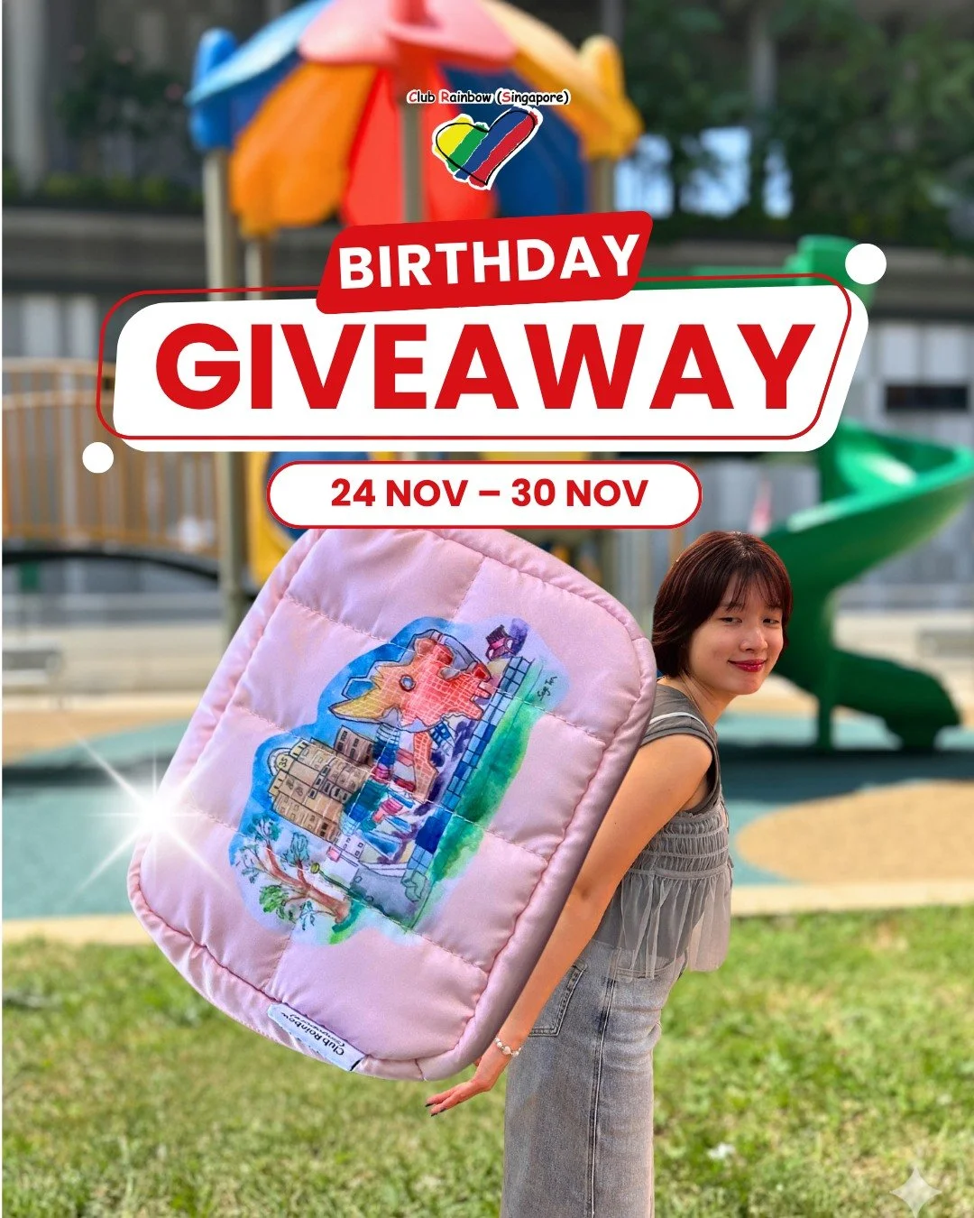 🎉🎈 BIRTHDAY GIVEAWAY ALERT! 🌈✨

We're kickstarting our birthday week and we want YOU to join the fun! 💛
From 24&ndash;30 November, stand a chance to win our Our Playground of Dreams organiser pouch (worth $27! available in Red or Pink!). Three lu