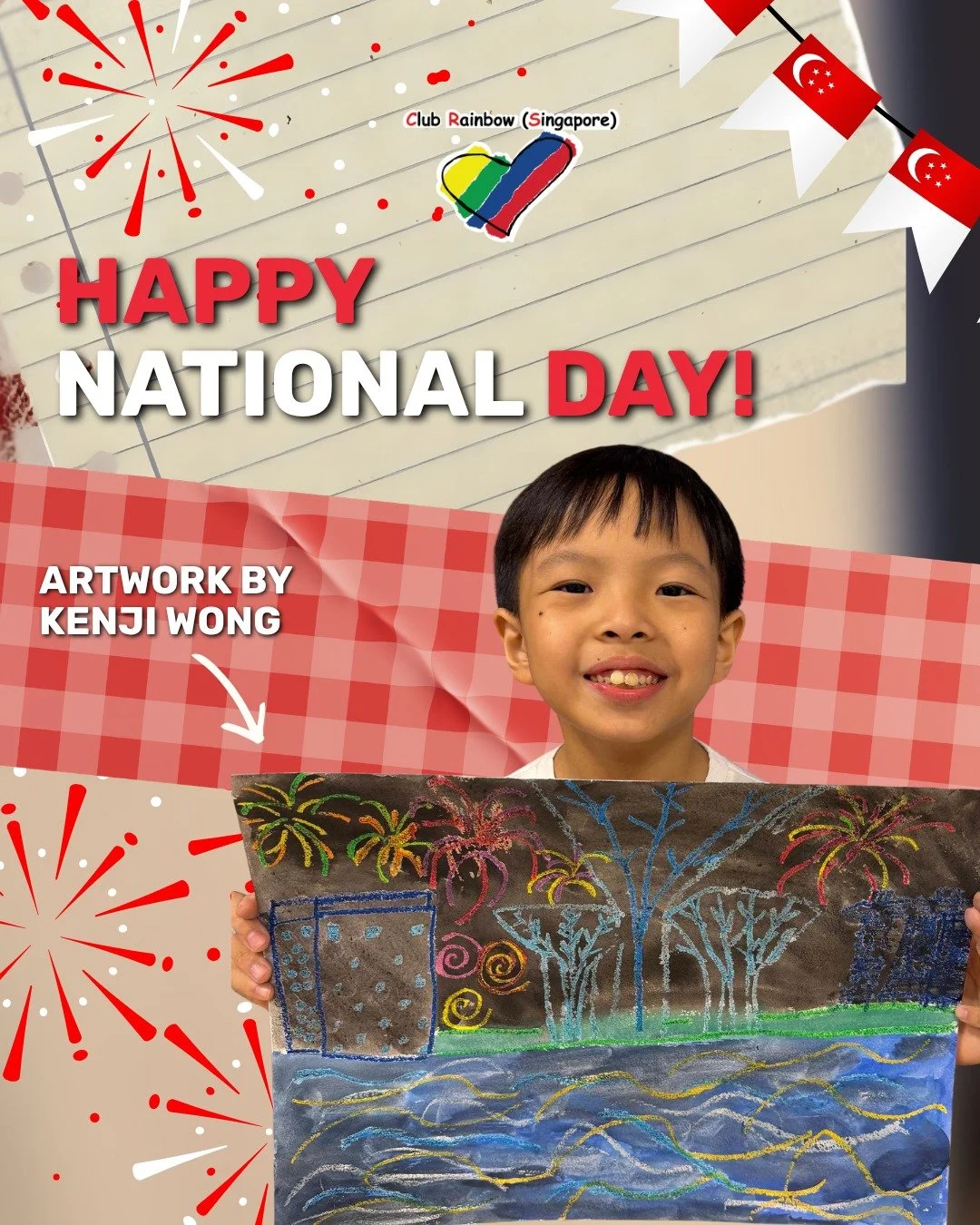 ❤️ Happy National Day from all of us at Club Rainbow (Singapore)!

As we celebrate Singapore's 61st birthday, we also celebrate the spirit of resilience, unity and hope that brings our nation together. Here&rsquo;s a sneak peek of our young artists i