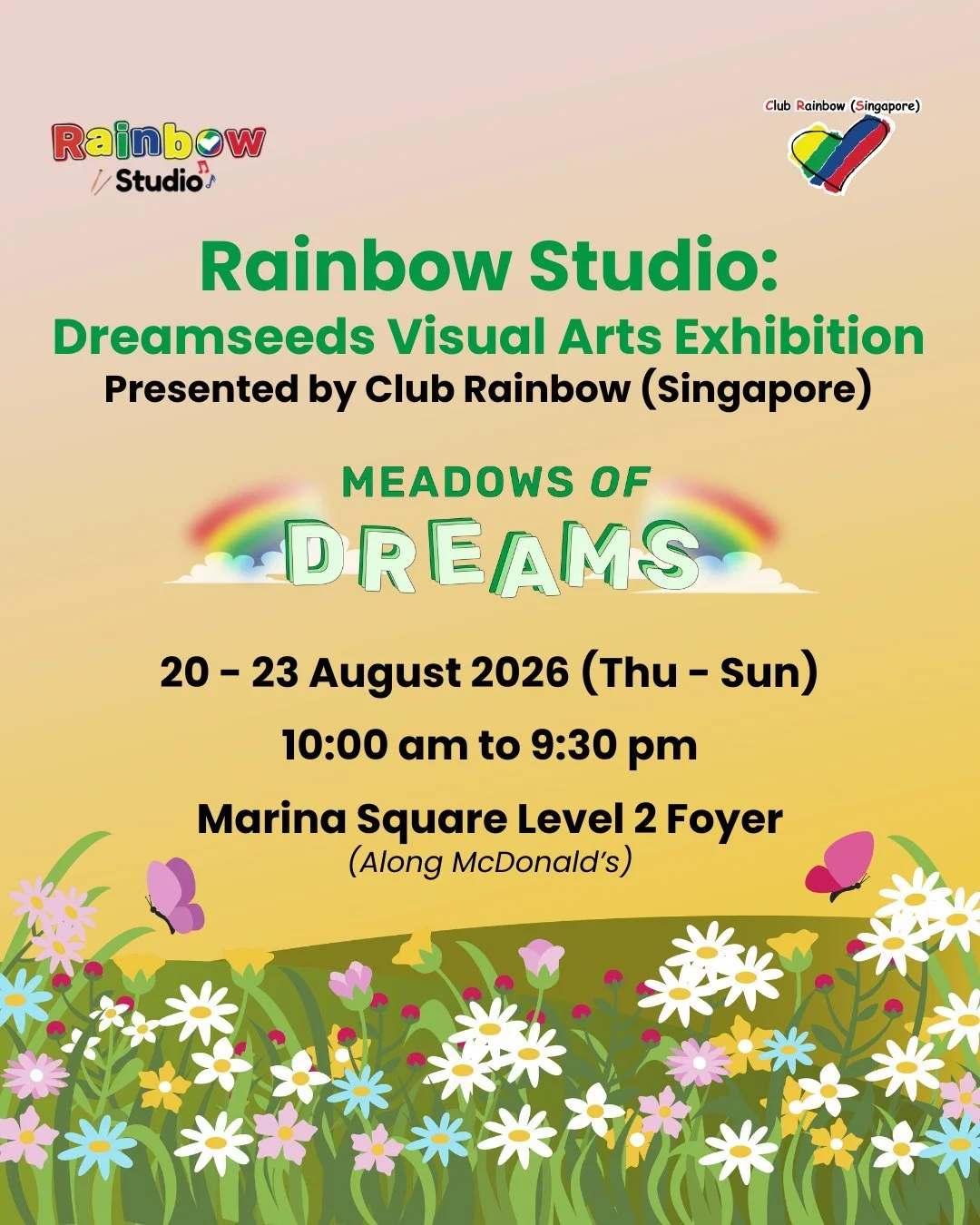 Mark your calendars! 🎨✨ We&rsquo;re thrilled to announce that we are bringing our Rainbow Studio: Dreamseeds Visual Arts Exhibition right to the heart of Singapore, Marina Square! 

Come by to celebrate artistic creativity with hands-on activities, 