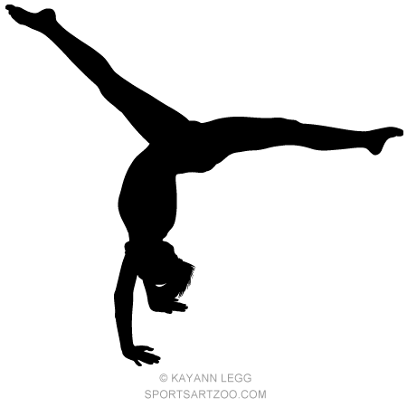 Download Female Gymnast Silhouette Executing A Hand Stand Sportsartzoo