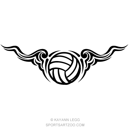 Volleyball Scrolly Wings Sportsartzoo
