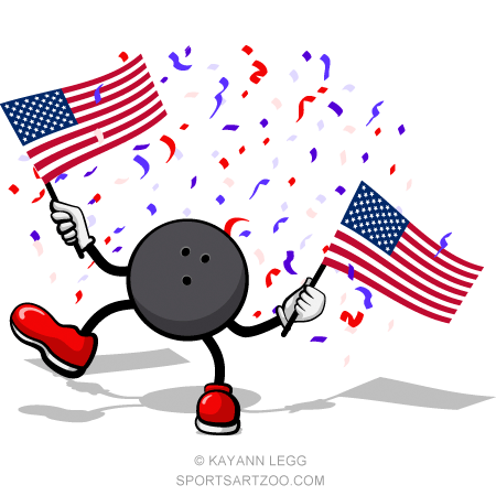 Dancing Bowling Ball with American Flags — SportsArtZoo