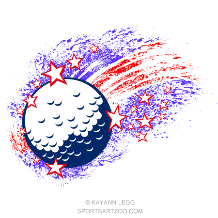 Golf Red, White and Blue Grunge Star Streaks