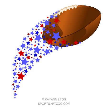Football Red, White and Blue Star Swoosh