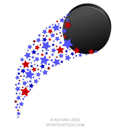 Hockey Red, White and Blue Star Swoosh
