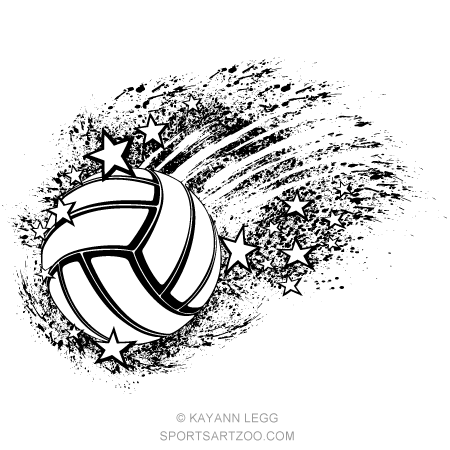 Volleyball Star Grunge Splatter