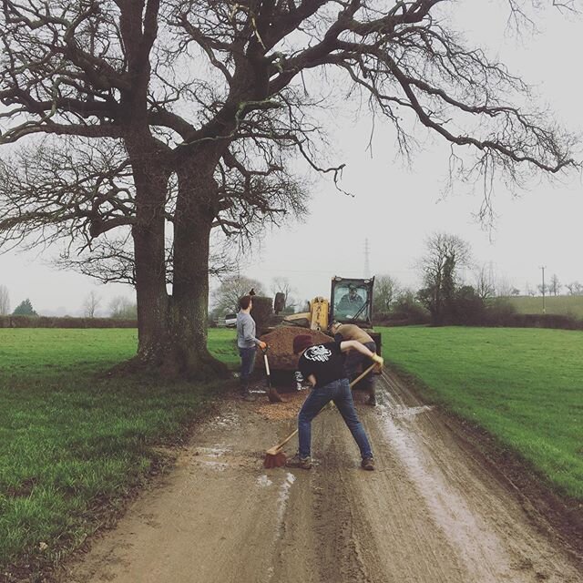 Weather finally held for us to repair the drive!!! #comeondown