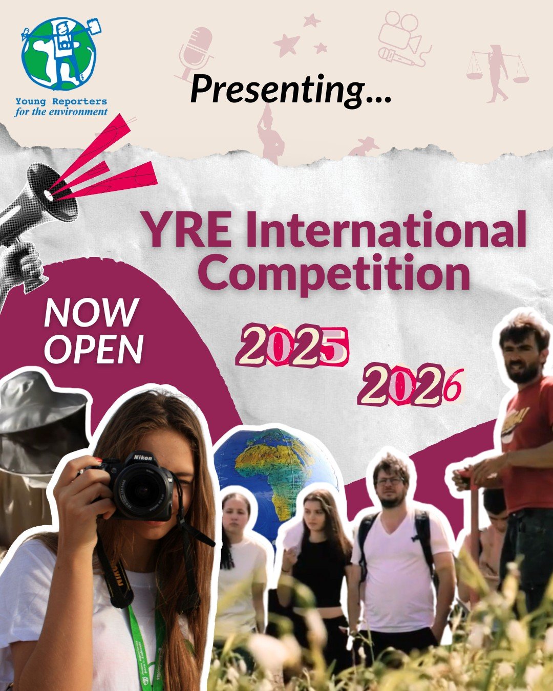 📢 YRE INTERNATIONAL COMPETITION NOW OPEN 

Want to make your voice heard on the planet? This is your chance! 💚 

The Young Reporters for the Environment (YRE) programme invites you to tell your environmental story through the YRE Competition. 

Pho
