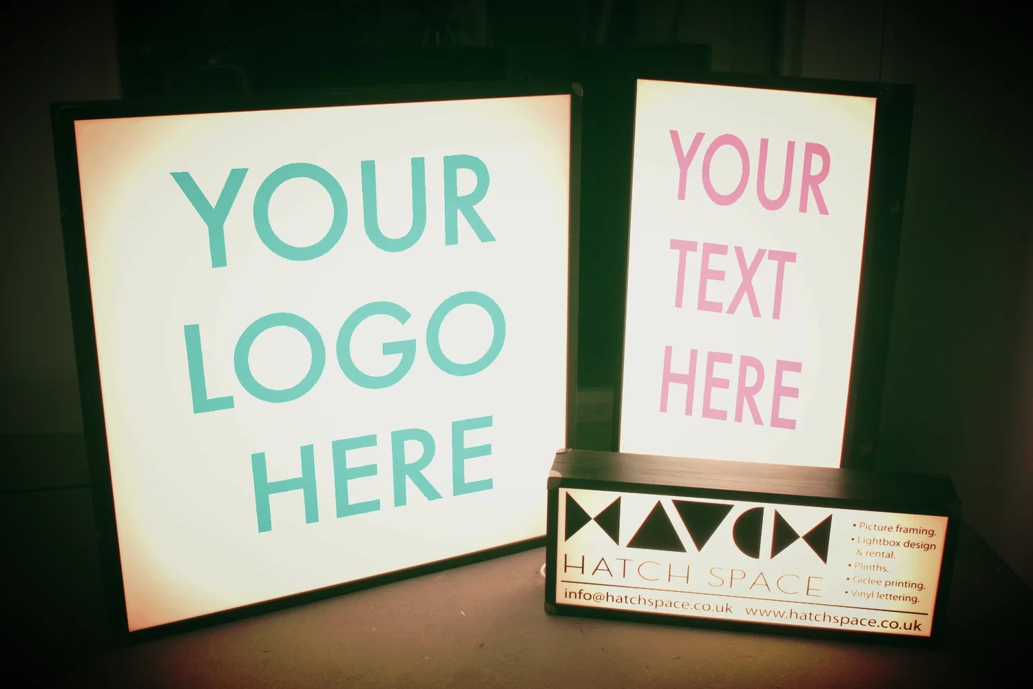 100x100cm, 60x100cm &amp; 75x35cm Lightboxes.