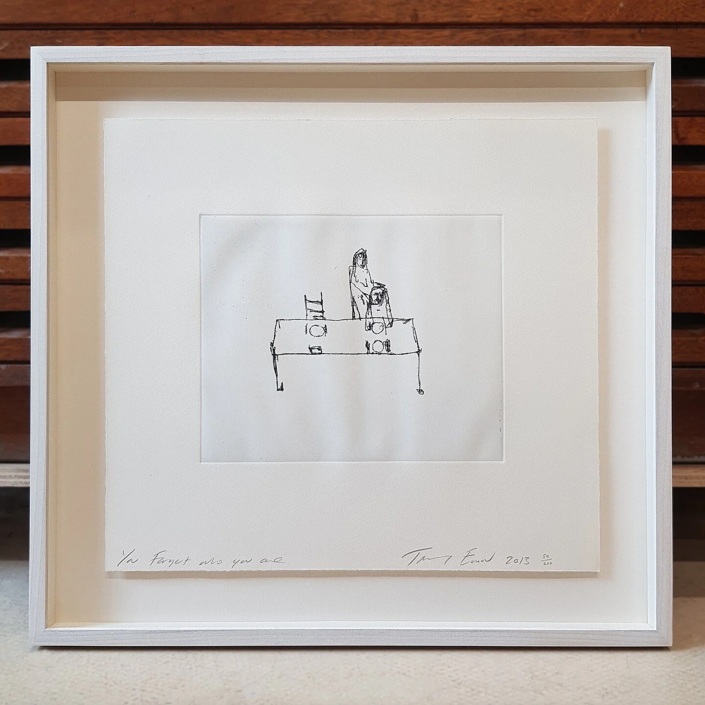 Frame: Tulip frame in limewax - 12 mm white fillets - 5 mm raised lay-on⁠ - anti-reflect glass⁠
⁠
Artist: Tracey Emin⁠
⁠
We chose a soft, light finish on the frame to allow the grain to come through to compliment the texture and simplicity of the etc
