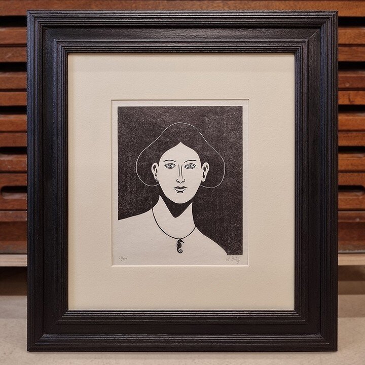 Frame: An ornate obeche profile hand-painted in black finished with a beeswax - cream museum mount - anti-reflect glass⁠
⁠
I love this frame. The client gave me free reins on this one and I'm so happy with how it turned out. Contemporary but classic.