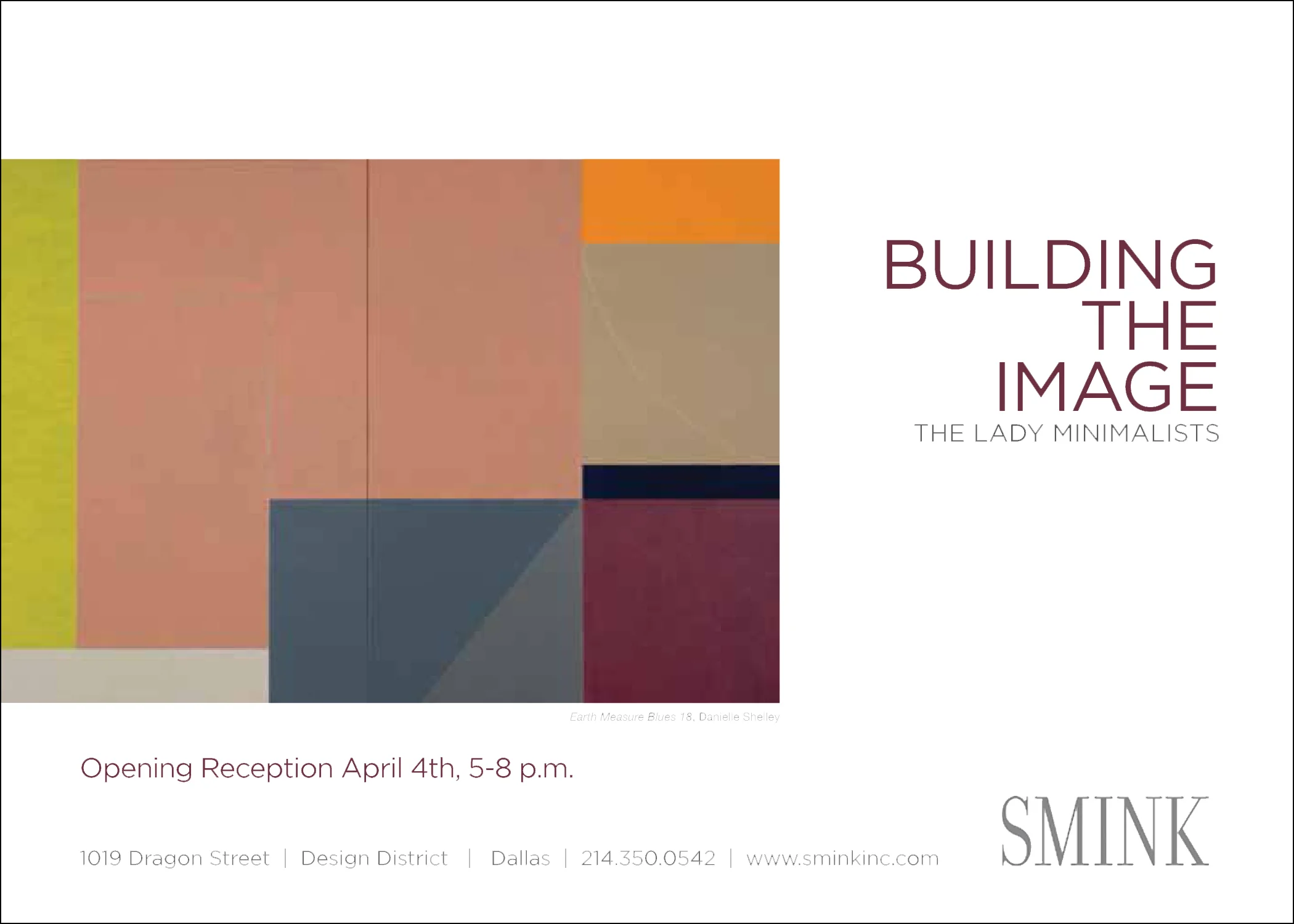 Danielle Shelley's geometric abstraction painting at Building the Image, a show of the Lady Minimalists Tea Society at Smink, Dallas, Texas