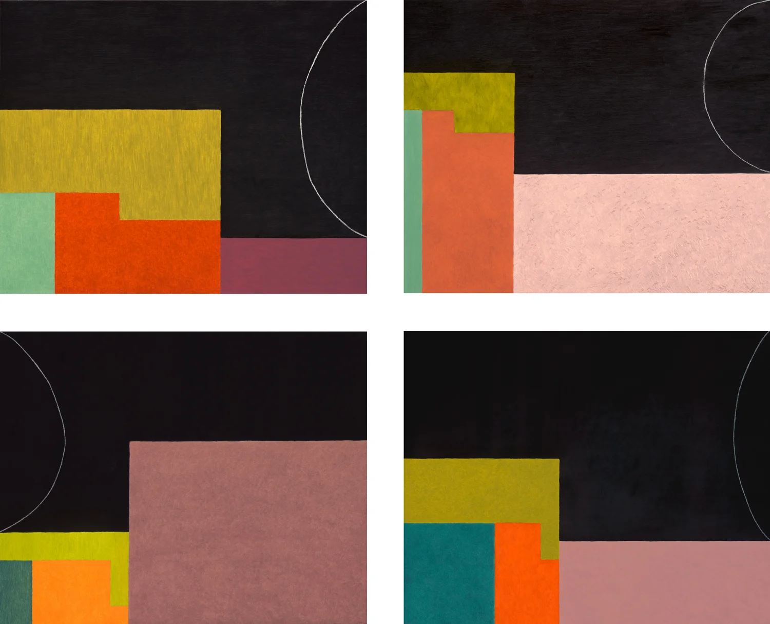 Black Chord series, 7 panels total (2010), oil on board, each panel: 16 x 20 in.