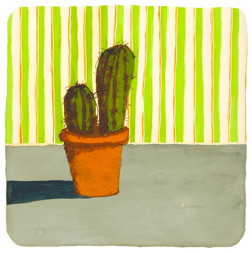Cactus with Wallpaper Mixed media on paper 2003