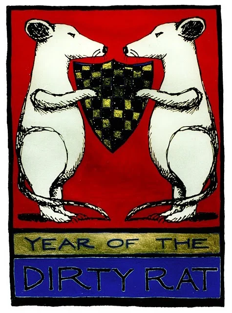 Year of the Dirty Rat Lithograph & gouache 1996