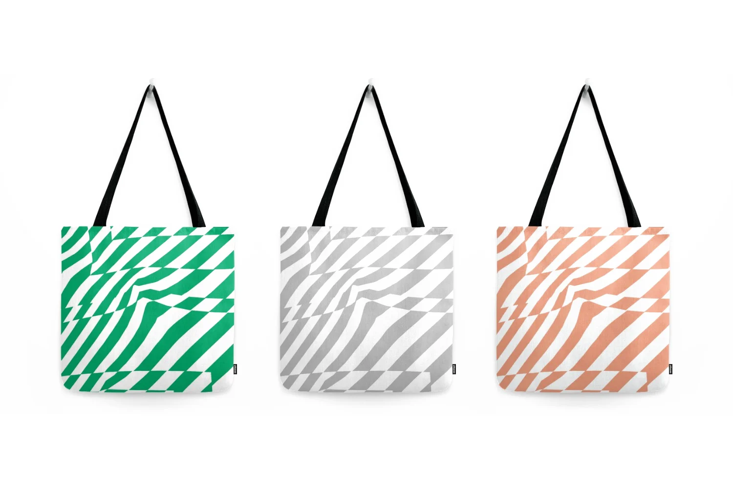 Ripple tote bags (palm green / storm grey / salmon pink) 2017