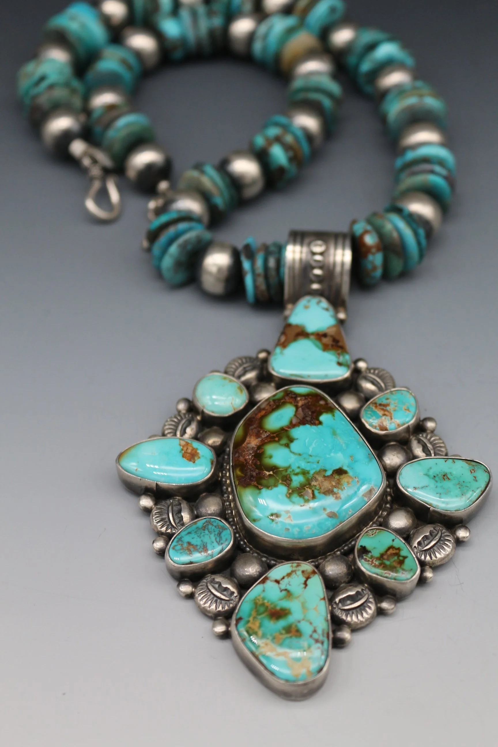 Exquisite Bisbee Turquoise 5”x 3-1/2” Pendant
